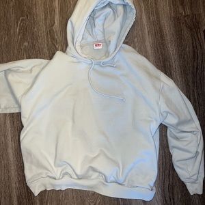 Aritzia tna extra fleece boyfriend hoodie sz 2 pale blue